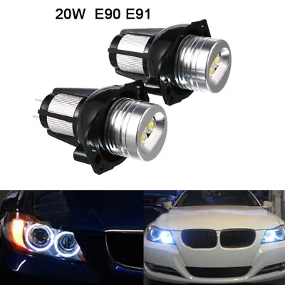 2x 20W Angel Eyes LED Headlight Marker Halo Ring Light Bulb Fit For BMW E90 E91 • $13.81
