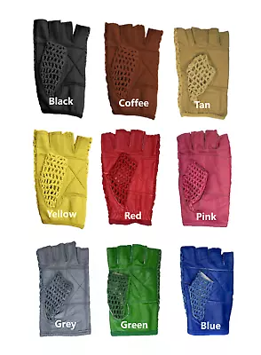 Leather Crochet Cycling / Bicycle Gloves - Vintage  (Multiple Colors) • $15.98
