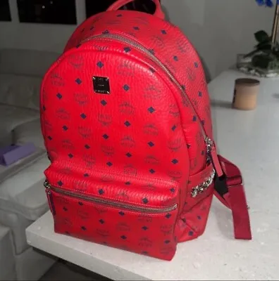 MCM Stark Studded Candy Red  Backpack Bag • $375