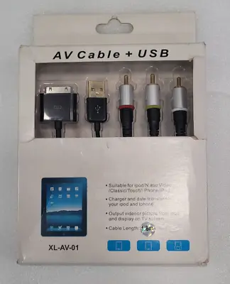 Composite AV Video To TV RCA Cable USB Charger For IPod/iPhone/ Ipad On Your TV • £9.25