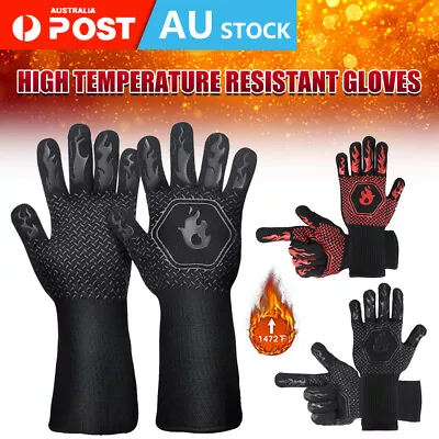 BBQ Gloves 800°C Heat Oven Grill Non-Slip Fireproof Resistant Silicone Kitchen • $5.40