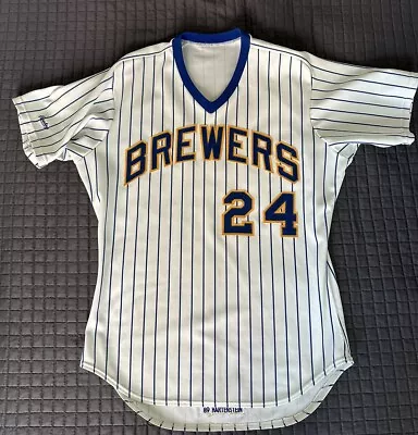 Milwaukee Brewers Authentic Jersey Home White Rawlings Team Issued 1989#24 Sz 44 • $65
