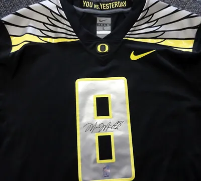 Oregon Ducks Marcus Mariota Autographed Black Nike Jersey Size L Mm Holo 87163 • $149