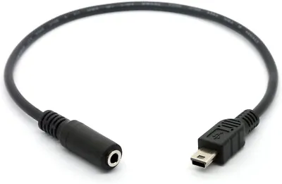 Mini USB Male To 3.5mm Jack Female Audio Cable Cord Adapter-Black • £6.35