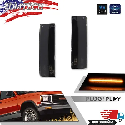 Smoke Amber LED Side Corner Marker Lights For Chevy S10 GMC Jimmy S15 Oldsmobile • $32.99