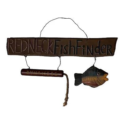 $11.69 • Buy Vintage Rustic Cabin Decor Redneck Fish Finder/Hangout Wood Sign
