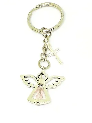 £3.85 • Buy October Birthstone Guardian Angel Crucifix Keyring Lucky Bag Charm Keepsake Gift