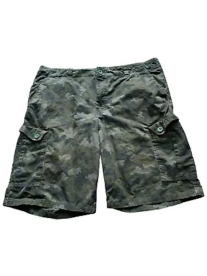 Ruff Hewn Mens Camo Flat Front Dark Wash Cargo Shorts Size 40 • $15.81