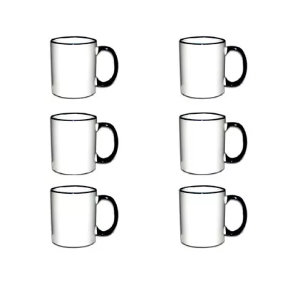 6Pcs Black Rim/Handle White Mug Milk Cup Coffee Mug For Heat Transfer • $31.15