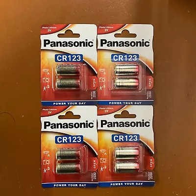 8 X PANASONIC CR123A 3V LITHIUM PHOTO BATTERY 123 CR123 DL123 CR17345 CAMERA • £15.89