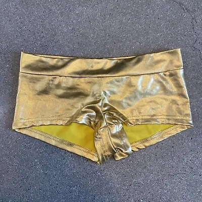 I Heart Raves Metallic Gold Shorts / Hot Pants Women’s Size Small • £11.40