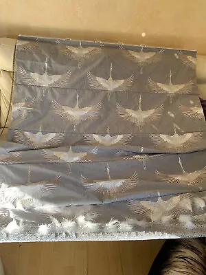 Stunning Roman Blind Embroidered Linen Mix Birds Feathers Sequins • £150