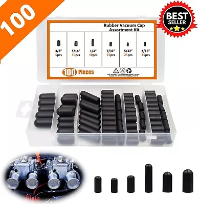 100 Pcs Rubber Vacuum And Carburetor Covers Plug Assortment Kit Hose End Caps • $16.99