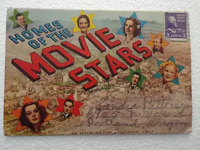 1946 Postcards Homes Of The Movie Stars Hollywood Accordion Booklet 12 Attached • $6