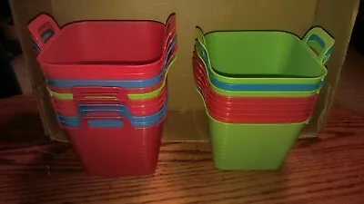 Lot Of 20 Multicolor 5.5x5.5x4.125 1.5 Quart Mini Plastic Buckets Pails Red Blue • $19.99