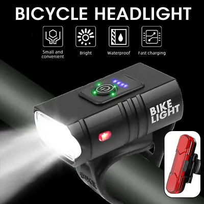 Bike Light Set Rechargeable LED Bicycle Lights Waterproof Headlight Front Rear • $22.99