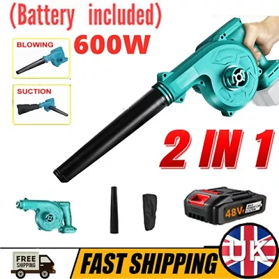 48V Cordless Leaf Blower 2-in-1 Leaf Blowers & Vacuum With Battery And Charger • £24.98