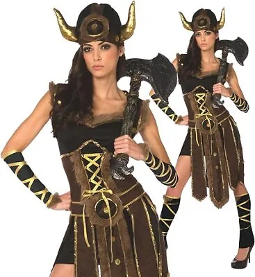 Womens Ladies Viking Barbarian Warrior Princess Fancy Dress Halloween Costume • £32.99