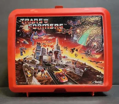 Vintage 1986 Aladdin Transformers Lunch Box Red Plastic.  NICE  • $19.95