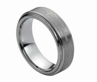 7mm Men's Or Ladies Tungsten Carbide Brushed With Crosses Wedding Band Ring  • $22.46