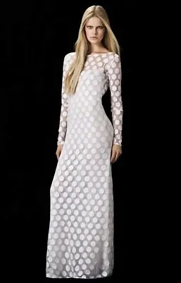 CARLA ZAMPATTI Modern Love White Spot Lace Maxi Dress BNWT Size S RRP $949 • $190