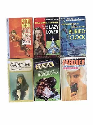 LOT OF 6 Vtg PERRY MASON MYSTERY Paper Back BOOKS BY ERLE STANLEY GARDNER • $6