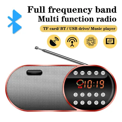 New Portable Digital Radio Rechargeable Mini FM Radio +Bluetooth +USB/SD/AUX • $16.91