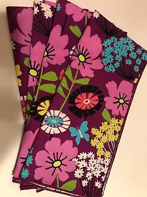 Vera Bradley Retired Set Of 4 Rare Flutterby Floral Napkins Pink White Green Blu • $49