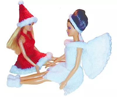 KNITTING PATTERN 213: Christmas Barbie 11 / 12  Doll Santa And Fairy Outfits • £2.60