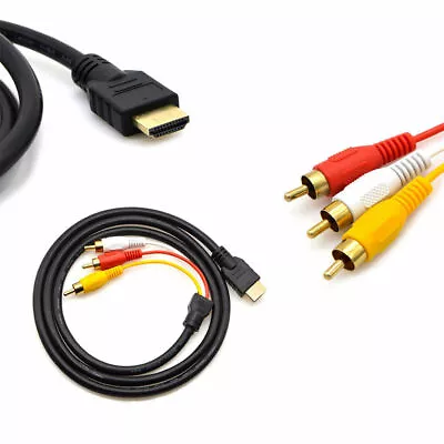 1080P HDMI Male To 3 RCA AV Cable Cord Adapter Converter Video Audio DVD US • $8.99