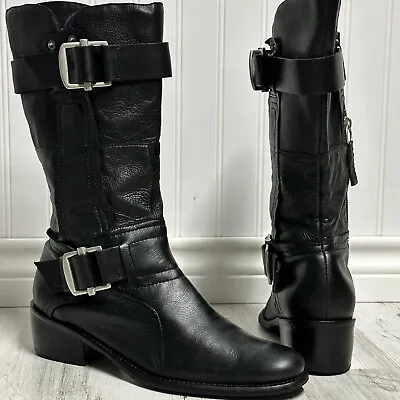 Vera Wang Lavender Label Women's Size 10 Chantel Boots Shoes Black Leather Zip • $37.99