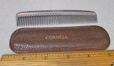 Vintage Unusual Cornell Aluminum Metal Hair Comb With Original Leather Case • $29.99