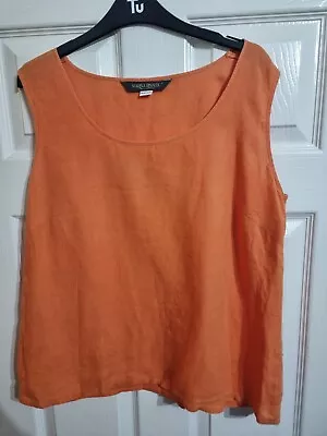 Marina Rinaldi %100 Linen Sleeveless Orange Top Blouse Size 21 UK 16 RRP £220 • £55