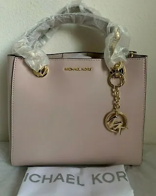 NWT MICHAEL KORS Cynthia Small Dressy Leather Satchel Bag $298 Soft Pink Origina • $119.99