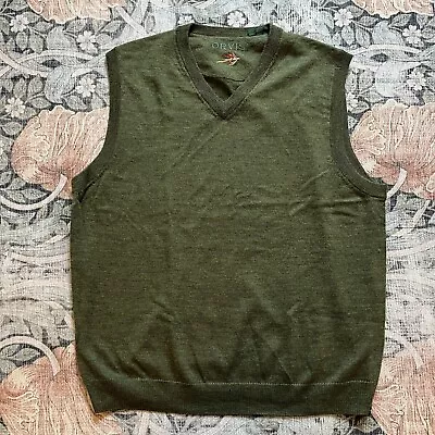 Orvis Men’s XL Sweater Vest 100% Merino Wool Green Modern Casual • $19.99