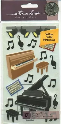 Sticko Piano Stickers - Spotlights Notes Baby Grand Music Piano Stool • $3.99