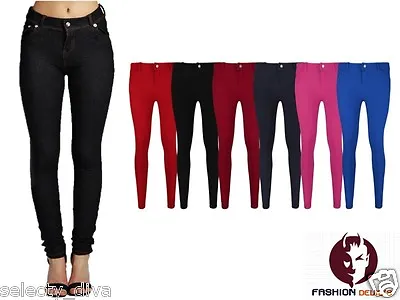 £8.98 • Buy New Ladies Womens Fashion Coloured Skinny Jeggings Leggings Jeans Plus Size 8-18