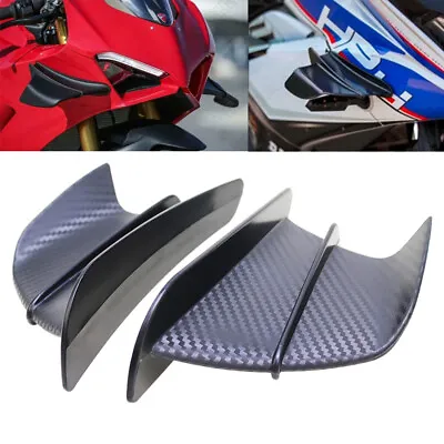 $18.19 • Buy Carbon Fiber Motorcycle Body Side Winglet Air Deflector Wing Spoiler Accessories