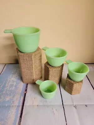 4 Jadeite Green Milk Glass Measuring Cups Full Set • $69