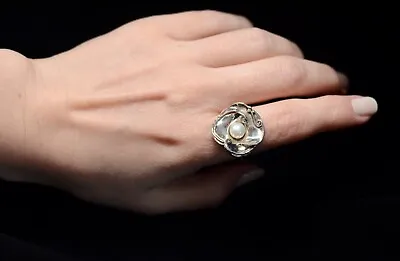 Israel Designer Hagit Gorali 925 Silver Ring With Pearl • $91