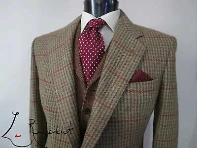 H Huntsman & Son Savile Row London Heavy Hounds Tooth Tweed Sport Coat 40 R • $849