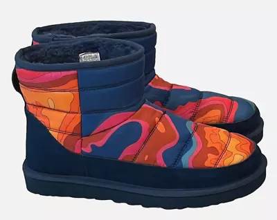 New UGG Classic LTA Cali Topo Pull-On Rainbow Suede Sheepskin Snow Boots Sz 11 • £85.90