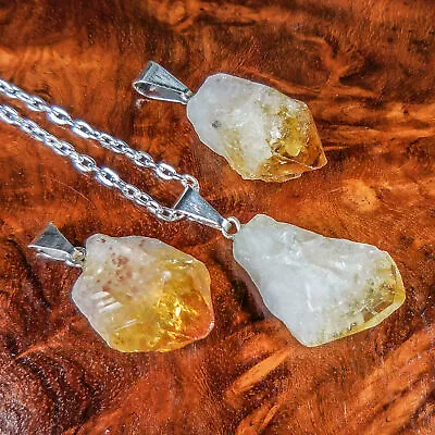 Raw Citrine Necklace - Yellow Crystal Point Pendant - Petite Natural (A50) • $11.80