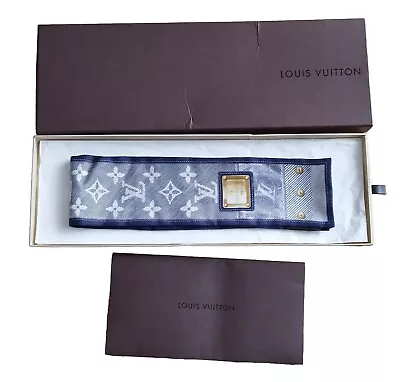 Authentic LOUIS VUITTON Bandeau Attitude GOLD U Silk Scarf Boxed • £165