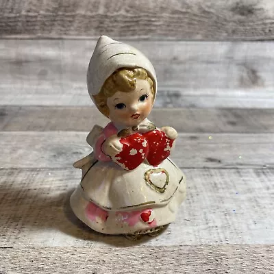 Vintage Lefton 4  Valentine Girl Figurine Holding Hearts 7173 As Is Condition • $18