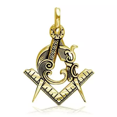 Large Masonic Charm In 14k Yellow Gold • $693