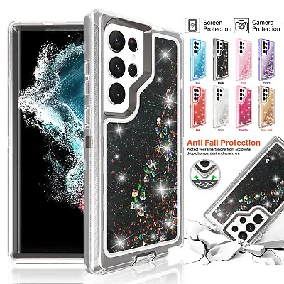 $15.30 • Buy Liquid Glitter Case For Samsung S23 S22 Ultra S21 S20+ Shockproof Defender Cover