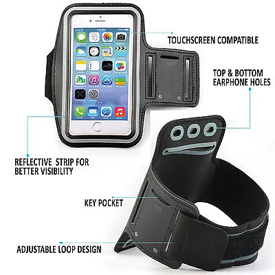 £4.95 • Buy Sports Gym Armband Cover Jogging Cycle Running Arm Holder Case Cell Phone BLACK