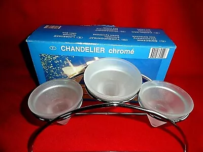 £4.50 • Buy Chandelier Chrome  3 Candleholders / Tea Light Holders GOOD CONDITION