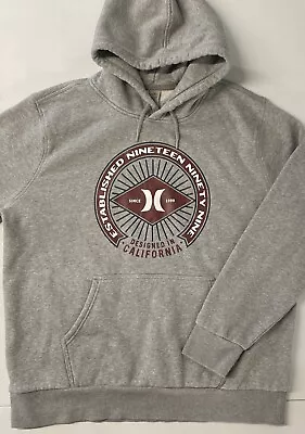 HURLEY Men's Graphic Hoodie Fleece Pullover Sweatshirt GRAY Warm XL Midweight • $20.99